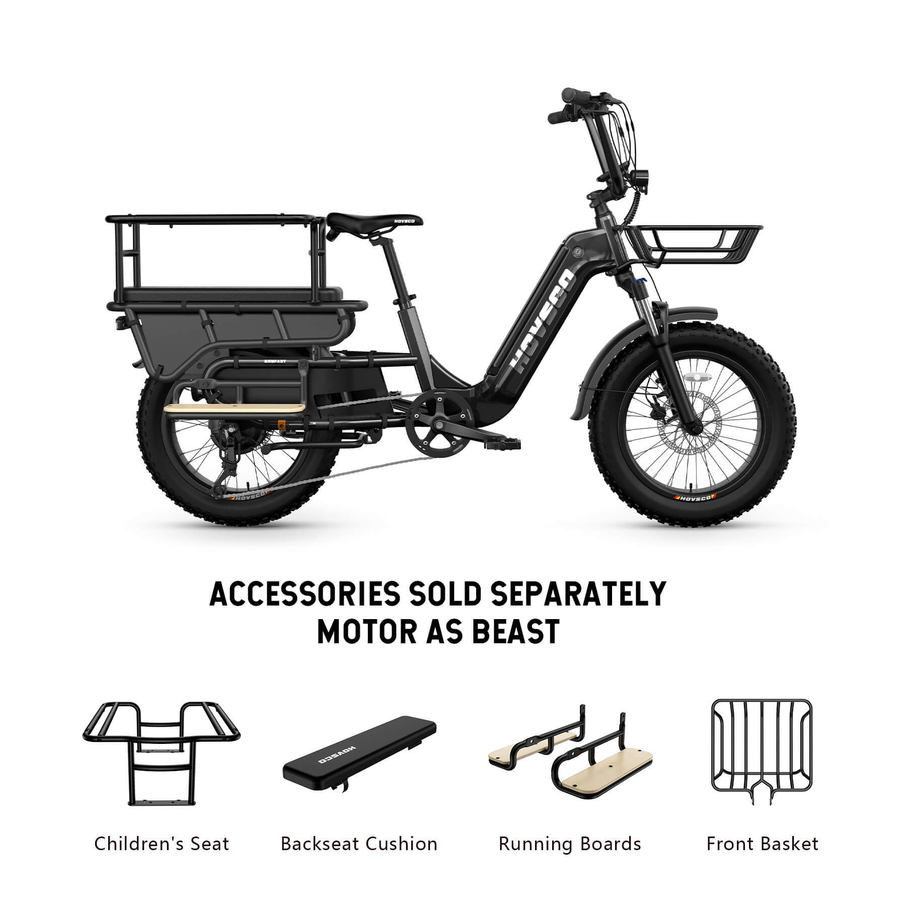 HOVSCO™ HovCart 20“ Step-Thru Electric Fat Tire Cargo Bike