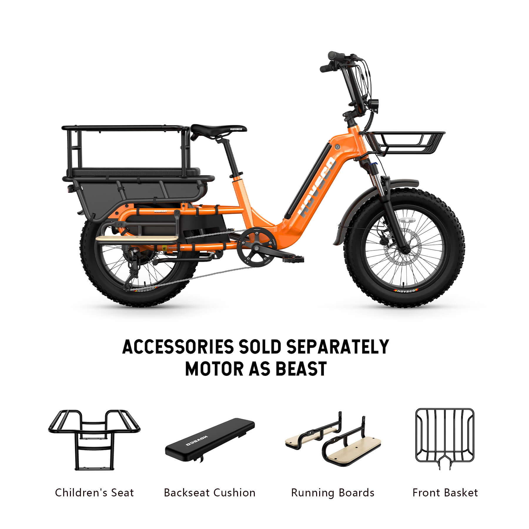 HOVSCO™ HovCart 20“ Step-Thru Electric Fat Tire Cargo Bike