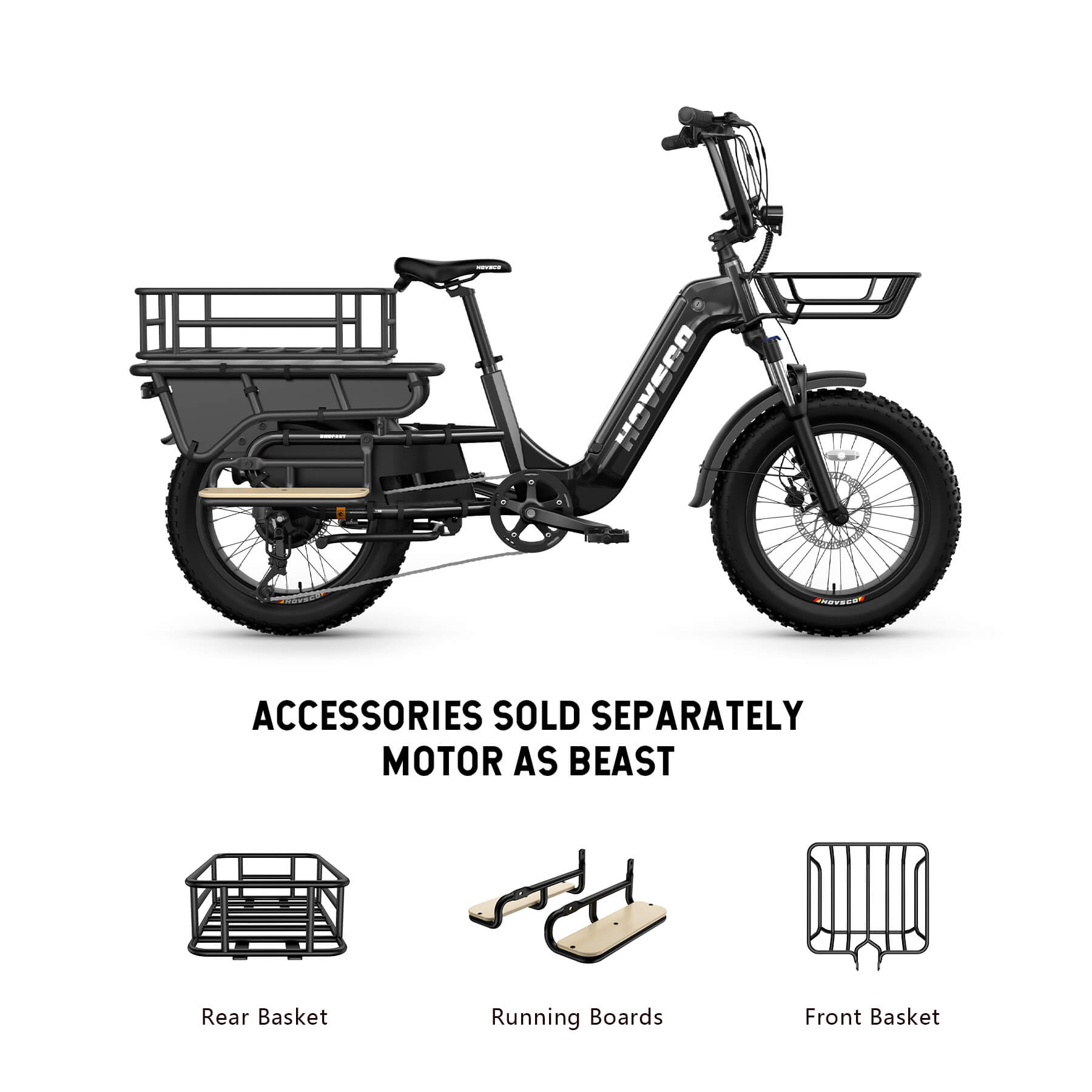 HOVSCO™ HovCart 20“ Step-Thru Electric Fat Tire Cargo Bike